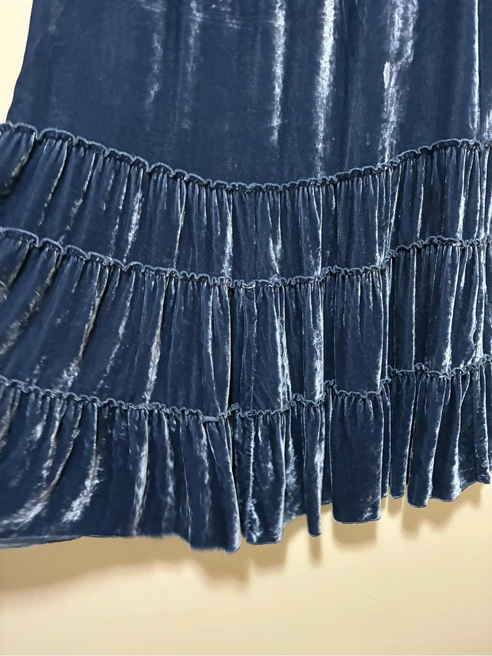 Chico's Deep Blue Velvet Tiered Silk Maxi Skirt size 1/medium